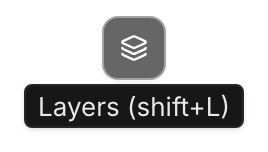 The map's layers button with its tooltip, Layers (shift+L)