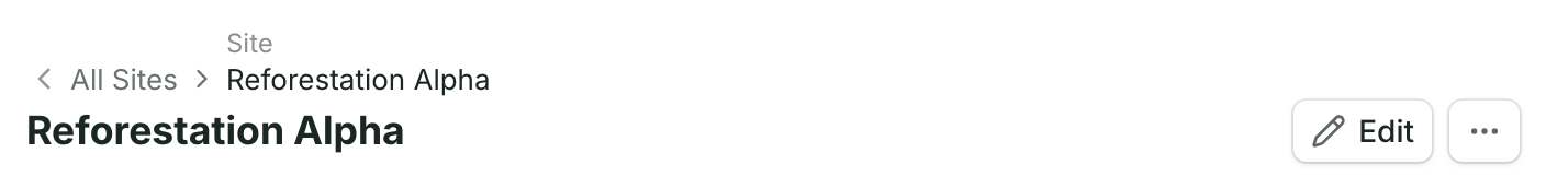 The top of a record's page: the way back to All Sites above the title, and the Edit and ⋯ buttons beside it