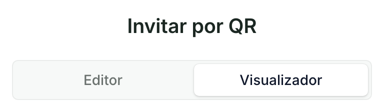 Las pestañas Editor y Visualizador de la ventana Invitar por QR, con Visualizador seleccionado