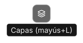 El botón de capas del mapa con su descripción emergente, Capas (mayús+L)